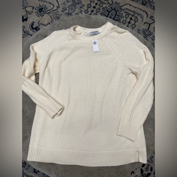 Old Navy Sweaters - OLD NAVY NWT Cream Knit Crew Neck Long Sweater Minimalist Fall Winter Medium